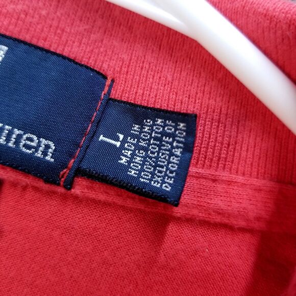 Polo By Ralph Lauren Shirt Mens L Red Custom Fit Short Sleeve Collared - Picture 7 of 9